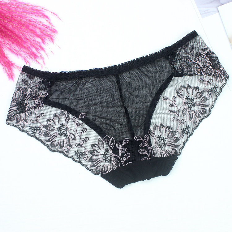 Giải phóng mặt bằng Bà thêu ren Lưới thêu Quần lót gợi cảm Phụ nữ Kích thước lớn Eo thấp Túi hông Tóm tắt Quần cotton quần chip siêu nhỏ