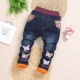 2018 mới mặc quần bé trai quần denim cộng với quần nhung cô gái dày 23456 tuổi yếm bò bé gái đẹp