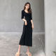 Korean version of the spring and summer modal slim fit inside the big swing skirt long skirt women look thin U-neck little black dress dress mopping skirt