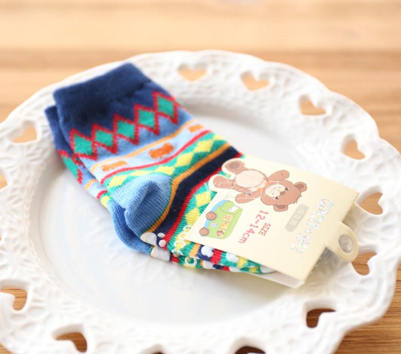 Mô hình mùa xuân và mùa thu Tất cotton hoạt hình vớ trẻ em Tất cotton cho bé trai Pha chế xe chống trượt quần tất lưới cho bé