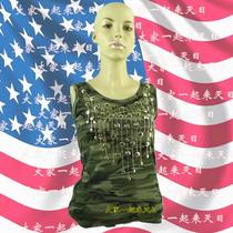 American military fan womens camouflage vest military stretch cotton sailor dance top square dance outdoor leisure