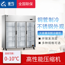 Take the second door refrigerated display cabinet commercial vertical two door glass door beverage cabinet Malatang refrigerator freezer