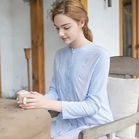 18 xuân hè mới hot top guagua melon pyjama váy ngủ nữ cotton dài tay áo dài mặc áo phục vụ váy ngủ big size