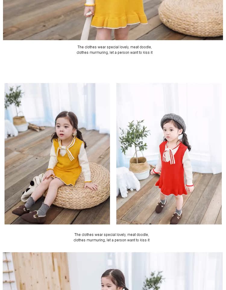 Phiên bản Hàn Quốc cho bé gái phù hợp với nước hoa nhỏ tay áo vest + áo len dài tay cho bé bộ đồ hai dây chân váy ngắn bé gái