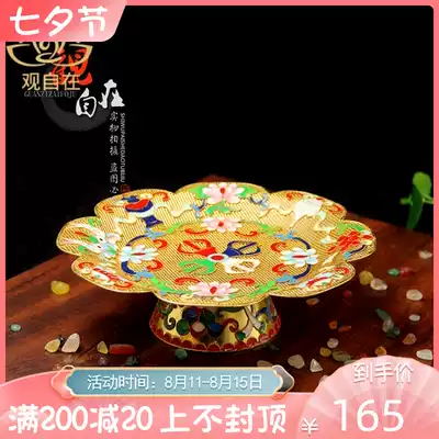 Tibetan Cloisonne manza eight auspicious household Manda pan Mancha Luo chassis seven precious stones gold wire tray trumpet