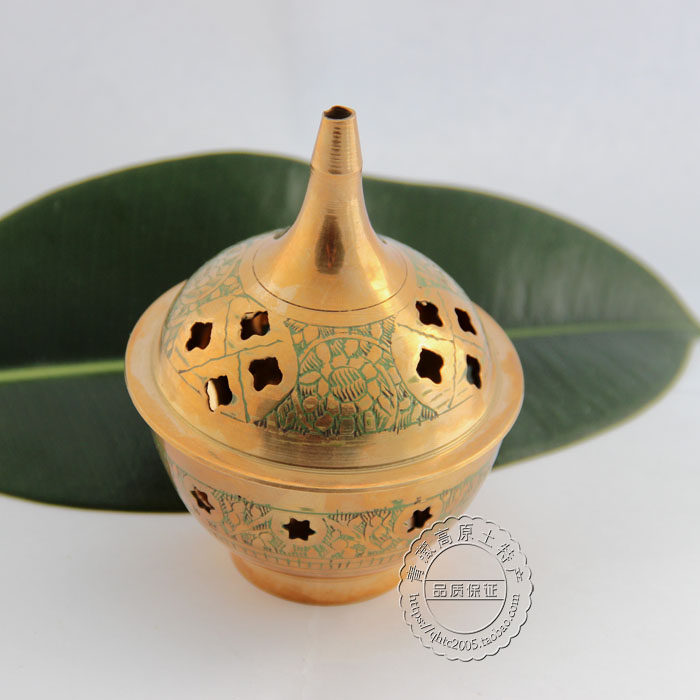 Indian brass incense stove imported pure handmade brass carved round lavender stove delicate and practical
