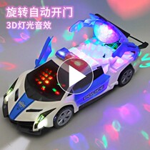 Car boy police car electric toy will deform rotating dance car light music automatic door door sports car