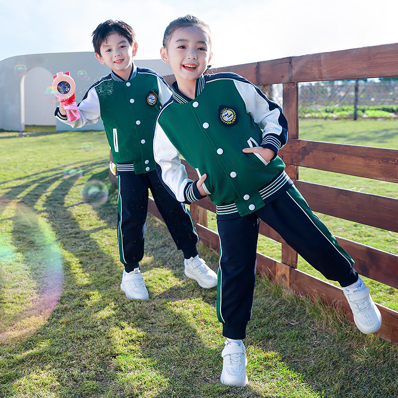 Kindergarten Garden Clothing Spring Autumn Clothing Red Baseball Clothes Elementary And Middle School Students Fall Three Sets Children's Games School Clothing