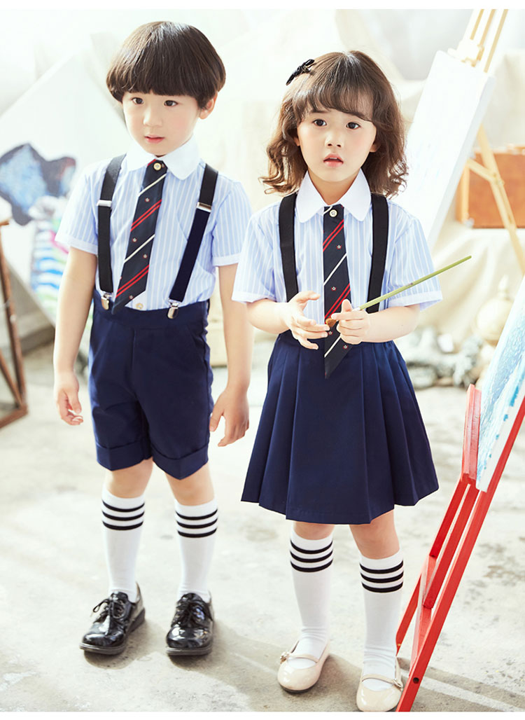 Mới mẫu giáo quần áo mùa hè ăn mặc gió Anh mùa hè phù hợp với trẻ em tiểu học lớp đồng phục đồng phục hiệu suất quần áo tùy chỉnh quần áo sành điệu cho be gái