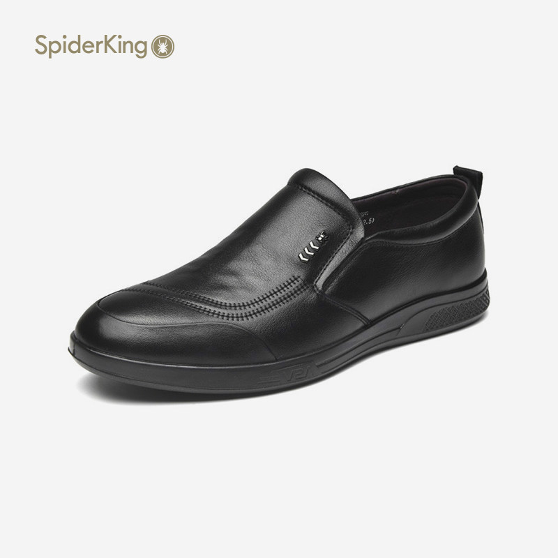 Spider King Men Shoes Spring Summer New Casual Leather Shoes Genuine Leather Soft Underside Single Shoes Low Bunch Shoes Dad Shoes