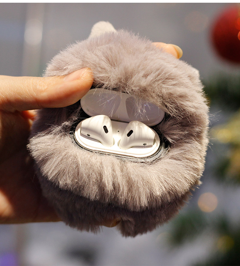 Apply Apple AirPods protective sleeves Plush Wireless Bluetooth Headphones Cartoon Creative Cartoon Women Hard Winter Shell