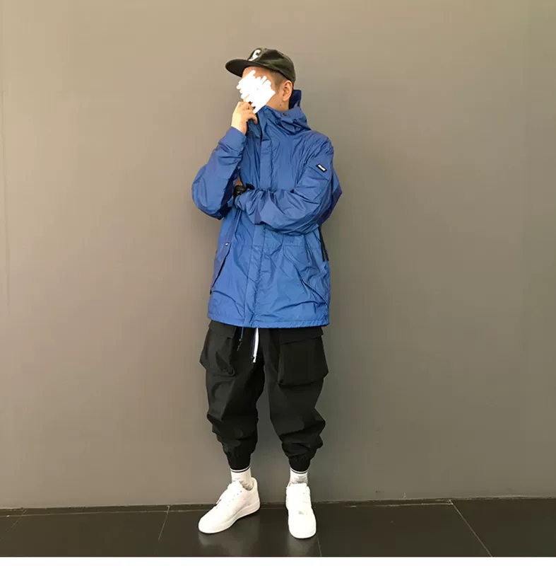 Thương hiệu Guochao INS lỏng lẻo đường phố hip-hop chức năng gió xu hướng phù hợp với tất cả quần yếm quần liền quần nam harem chùm - Quần làm việc