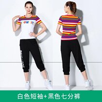 2019 summer short sleeve sports suit female dance clothing new practice sailor dance square dance costume more than three needles