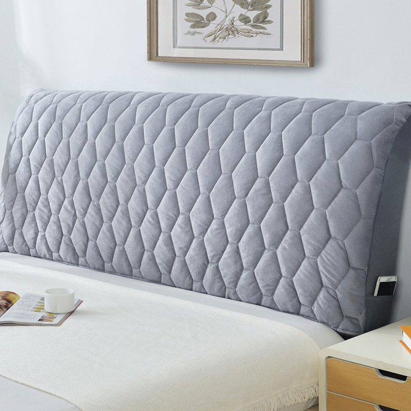 ins Nordic clip cotton headboard cover cloth art soft foreskin bed backrest hood arched wood board dust protection protective sheath full bag