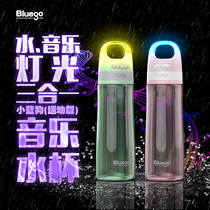 Bluego Small blue dog smart sports music water cup Bluetooth callable portable handy cup Mens and womens plastic kettle