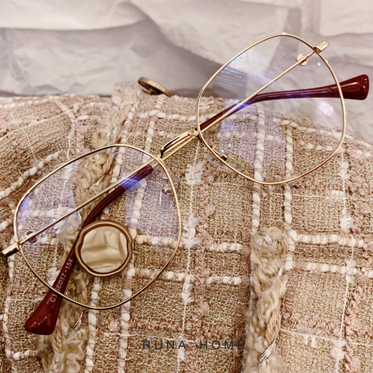 RUNA HOME Spring summer new large frame ultralight retro small bee polygonal star Nearsightedness Flatlight Frames