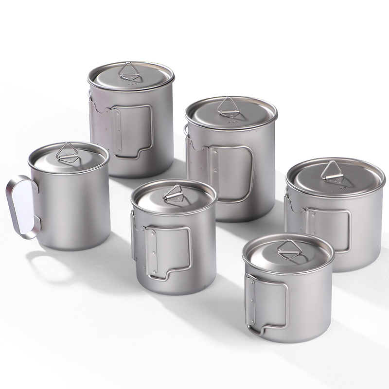 Pure Titanium Water Glasses Folding Cross Country Portable Outdoor Cups Can Burn Water Camping Titanium Cups Large Capacity Tea Cup Mark Cup