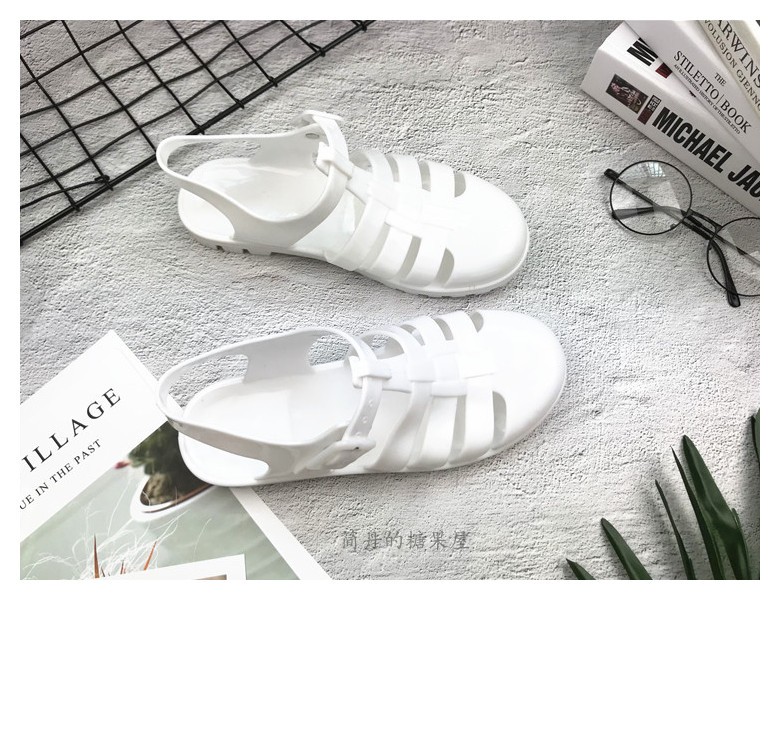 2018 hè mới retro không thấm nước hoang dã phẳng nữ dép đi mưa mềm cao su thạch giày đi biển giày vascara