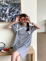 Doll collar short sleeve dress female 2021 summer new Korean loose casual straight skirt French sweet dress