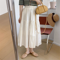 Water wash cotton skirt women 2021 summer new Korean loose elastic waist high waist thin cake skirt