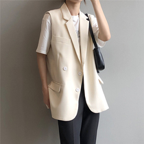 2021 spring and autumn new thin suit vest womens middle and long Korean version loose waistless sleeveless casual horse jacket