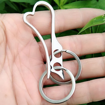 Integrated forming key buckle 304 non-deformable personality lock minimalist around ring caring buckle waist hanging spoon-key buckle stainless steel