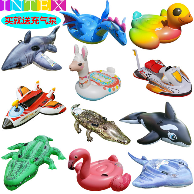 Children's swimming ring adult thickened large shark animal floating drainage inflatable bed male and female baby toy mount