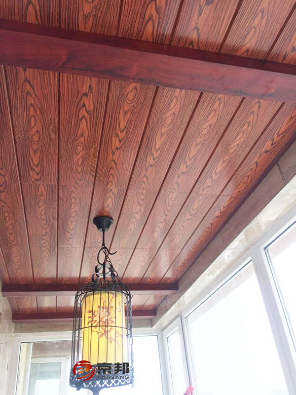 Jingbang integrated ceiling American country pastoral style kitchen balcony Wood grain strip gusset aluminum ceiling material