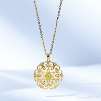 Wanlun Jewelry Yellow 18K Golden Diamond Necklace Vintage Elegant Lace Diamond Pendant choker Neck Women