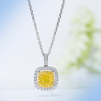 Vallon jewelry 18k platinum yan cai Yellow Diamond Necklace 1 karat GIA Diamond qun xiang diamond pendant neckwear female
