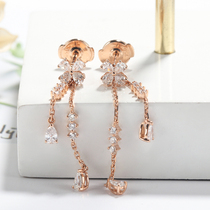 Wanlun jewelry new products tassel Cherry Blossom series diamond earrings 18K rose gold earrings real diamond women spot