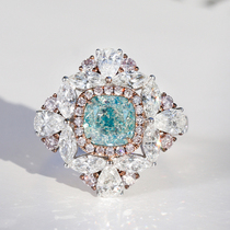 Wanlun jewelry white 18K gold green diamond ring natural pad shape Color Diamond luxury group inlaid blue diamond pendant womens new product