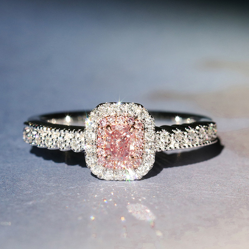 ten thousand Len Jewelry 18K White Gold Powder Drill Ring Natural Medium Color Powder Mat Shape Agail FP Color Diamond Dispensers Recommend