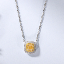 Wanlun jewelry new white 18K gold yellow diamond pendant Natural Color Diamond yellow diamond necklace diamond neck ornaments can be customized