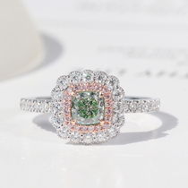Wanlun jewelry New 50 points GIA green diamond ring natural color drill pad shape green diamond bare stone 18K gold female ring customization