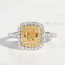 Vallon jewelry 18k platinum pad-shaped natural yellow diamond ring GIA certificate Diamond qun xiang 1 karat female New