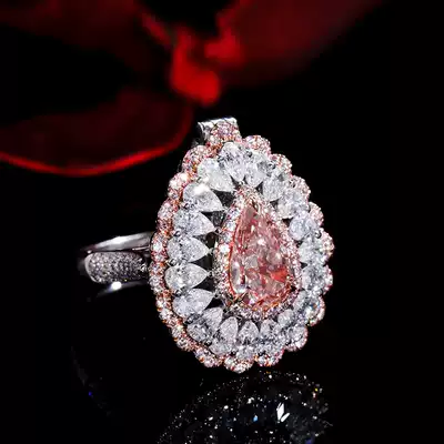 Wanlun Jewelry new product spot 1 56 carat pink diamond light color powder 18k gold luxury diamond ring