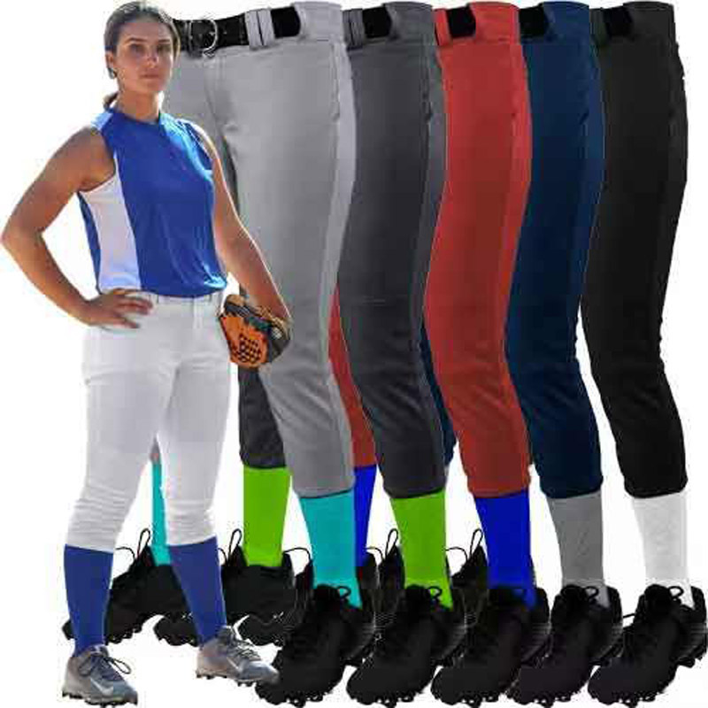 American Style Women's Three-Quarter Softball Pants in Gray, White, and Black, Baseball Pants with Elastic Cuffs, Breathable, Easy to Wash, for Adults and Teenagers