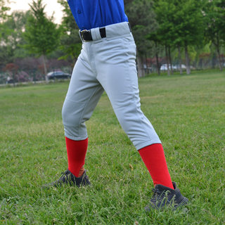 Knee-reinforced boys' straight-through nine-point cinch baseball pants