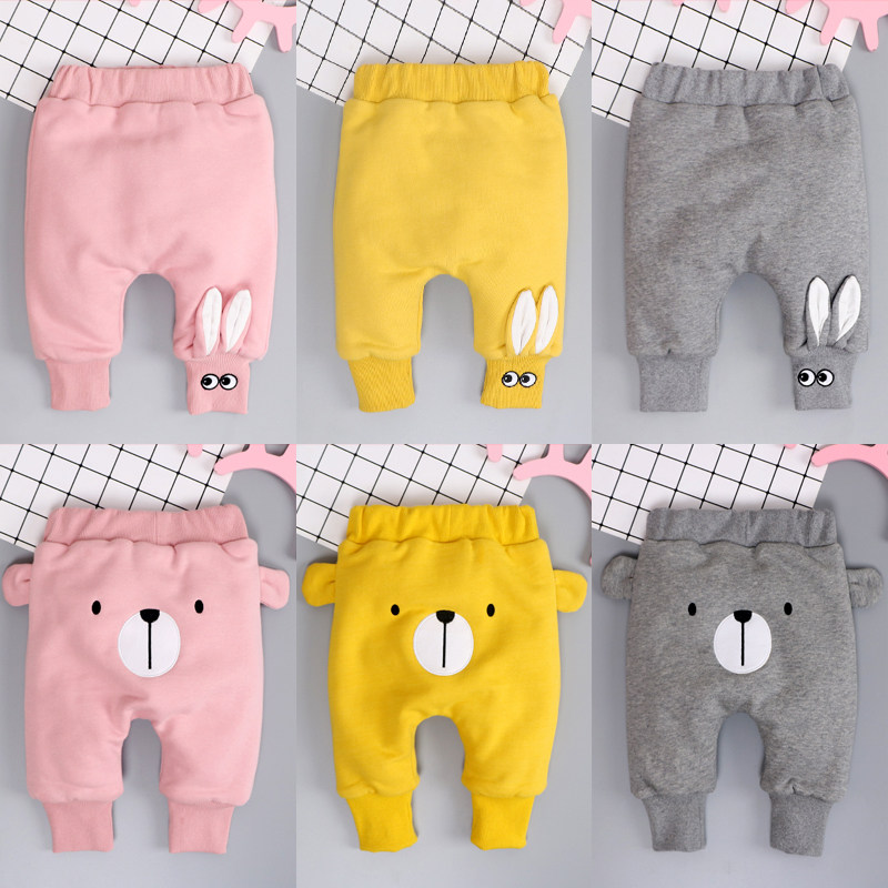 Baby autumn and winter velvet thickened pp pants Baby girl 1-3 years old boy leggings wear Harun cotton pants