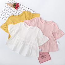 Female baby doll shirt Korean thin girl T-shirt cotton summer dress baby short sleeve shirt