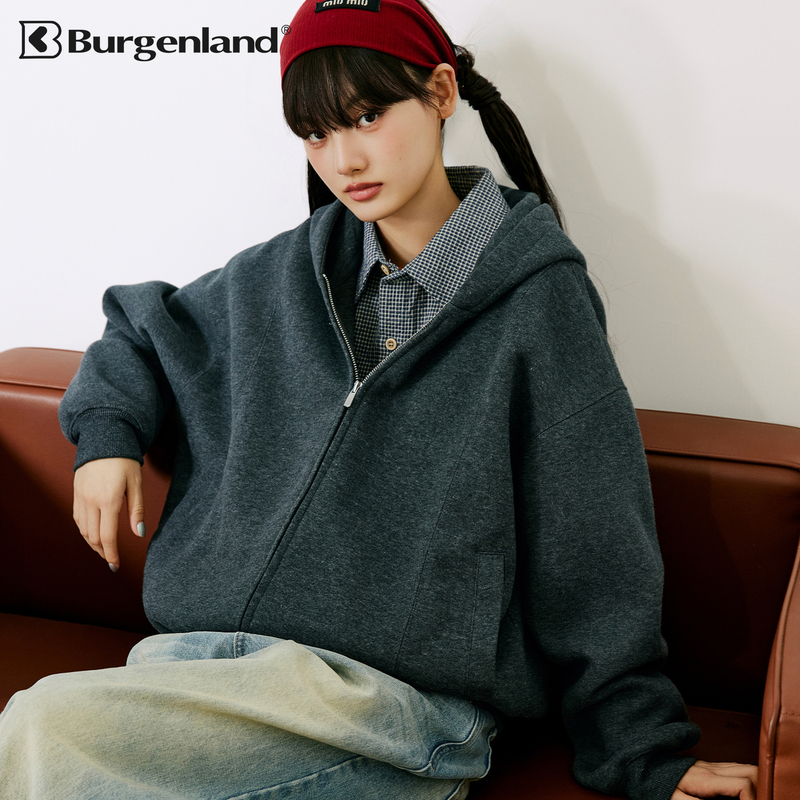 Burgundy Early Spring Thick Cardigan Sweatshirt for Women, Spring Outfit, Exquisite Coat, Black and Gray, 2026 New Trendy Style