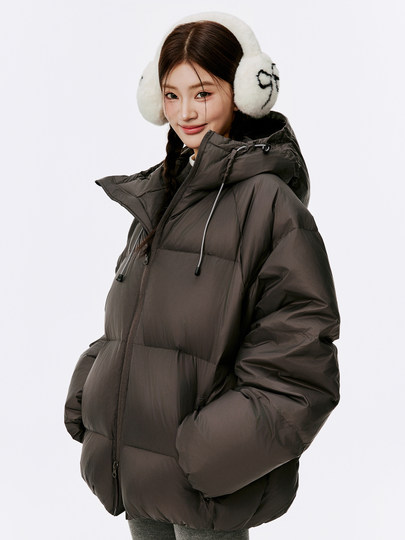 Burgenland咖色连帽泡芙羽绒服女冬季厚2025新款巨好看的加厚外套