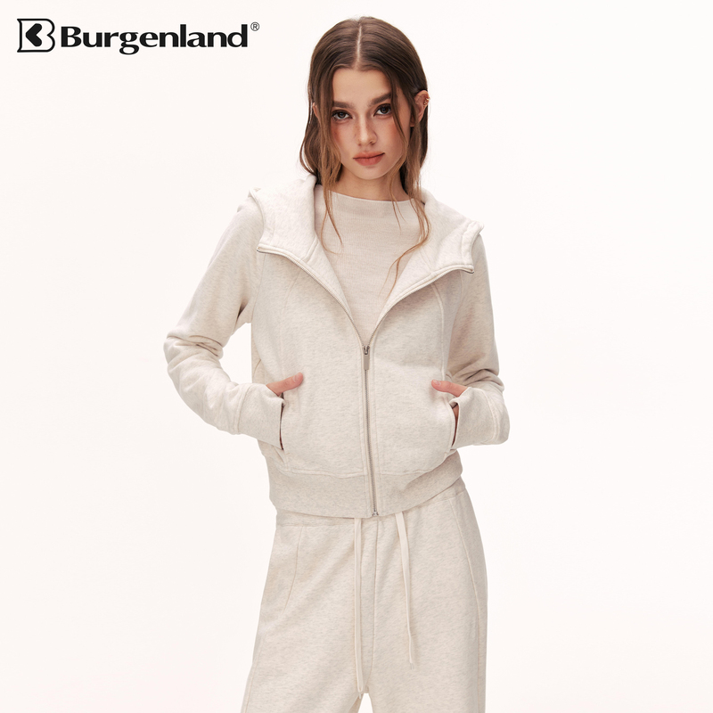 Burgenland Short Waist-Cinching Zip-Up Cardigan Hooded Sweatshirt Jacket/3D Straight-Leg Sweatpants Autumn Women's Style Burgenland Short Waist-Cinching Zip-Up Cardigan Hooded Sweatshirt Jacket/3D Straight-Leg Sweatpants Autumn Women's Style
