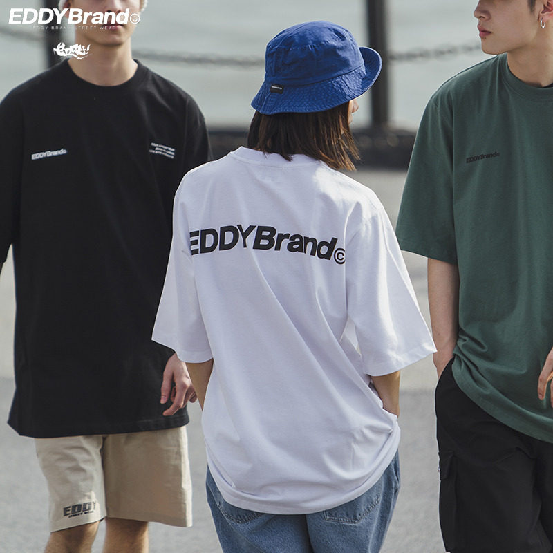 EDDY original fashion trend loose short-sleeved T-shirt men's round neck European version of the simple cultural shirt T-shirt men's and women's lovers