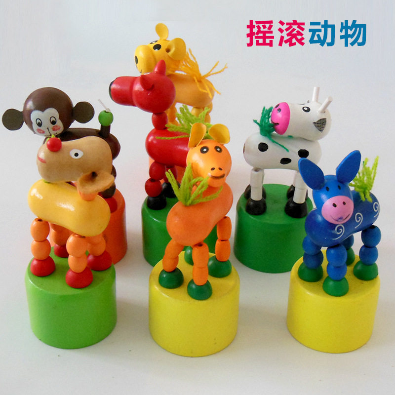 Kindergarten small class on hand toy rock small animal doll wood pressing Puppet middle class Children's big class puzzle