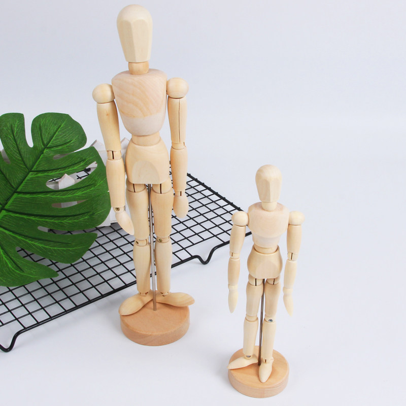 Wooden Heads White Blanks DIY Wooden Robot Puppets Puppets Children Puzzle Toys Cartoon Drawing Graffiti