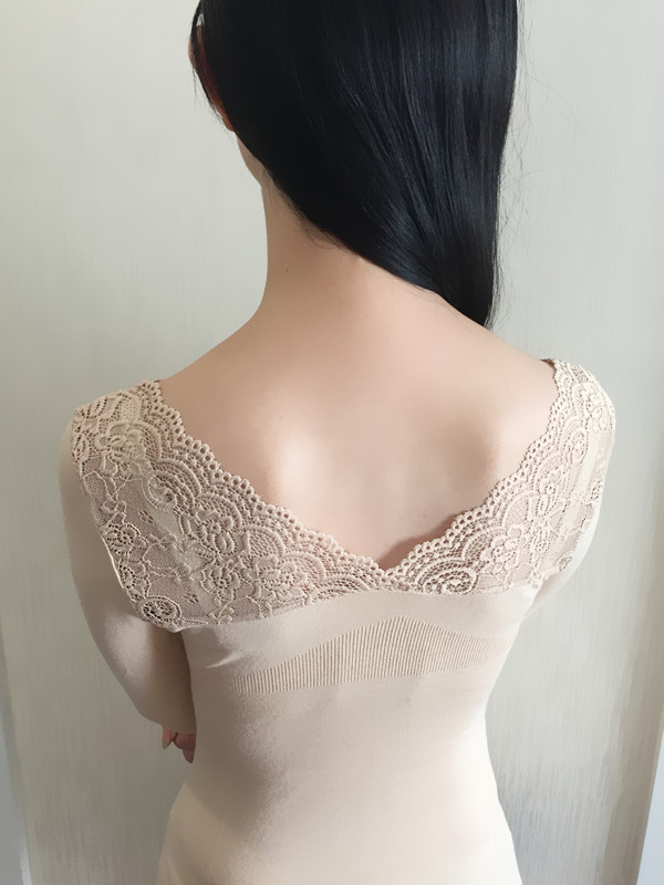 V-cổ sexy ren đáy áo của phụ nữ cơ thể liền mạch phần mỏng đồ lót nhiệt corset giảm béo mùa thu quần áo áo sơ mi mỏng