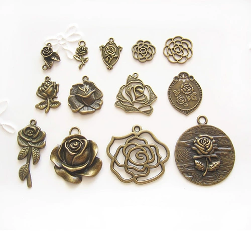 Ретро аксессуар ручной работы, бронзовые аксессуары, медная подвеска, в цветочек