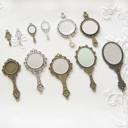 Ретро бронзовый аксессуар с аксессуарами ручной работы, серебряная подвеска, ручка, зеркало, «сделай сам»